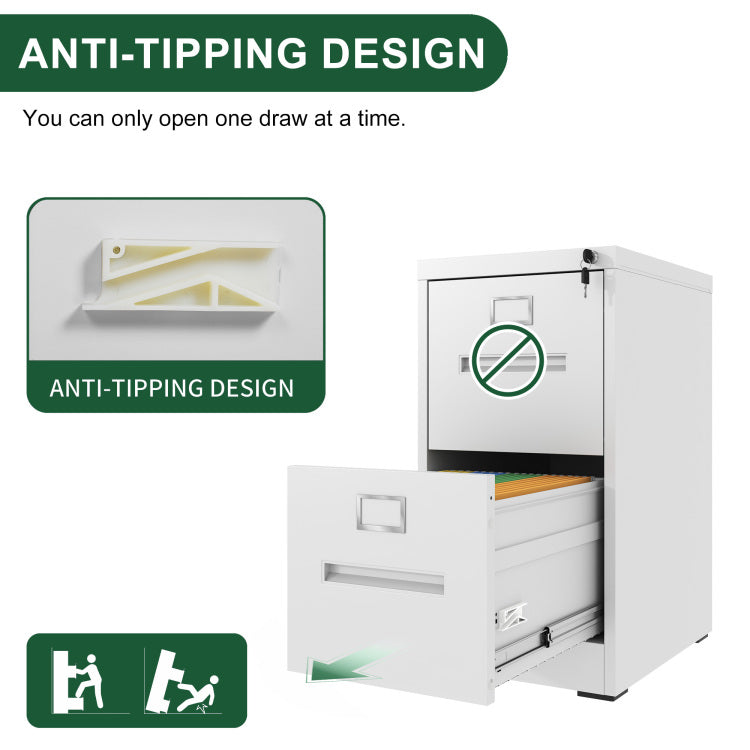 2 Drawer File Cabinet With Lock Metal Vertical File Cabinet Office Home, A4 Legal Letter Size Narrow File Cabinet Locked,Assembly Required