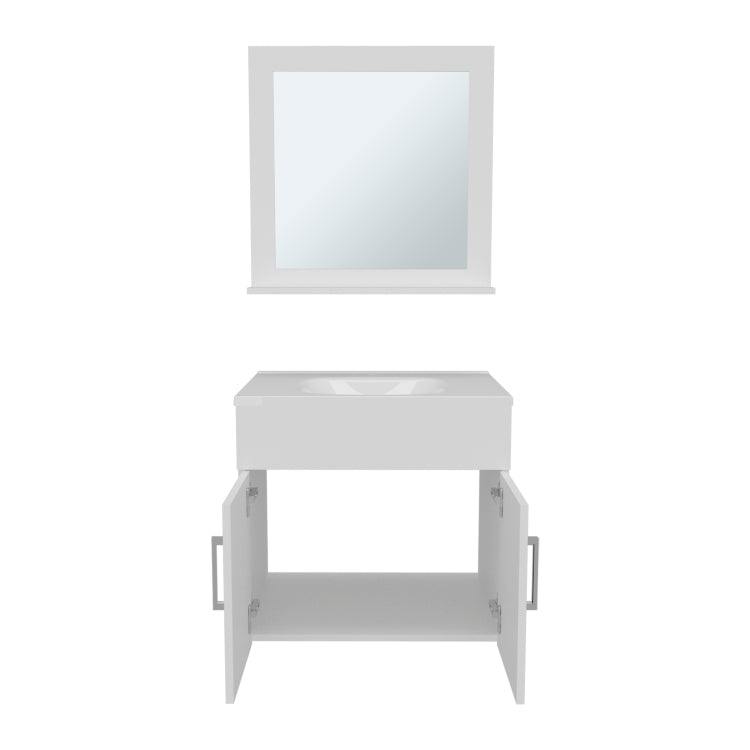 Bathroom Set, Vanity Sink Mirror, 2 Doors, 1 Shelf, 1 Mirror, White