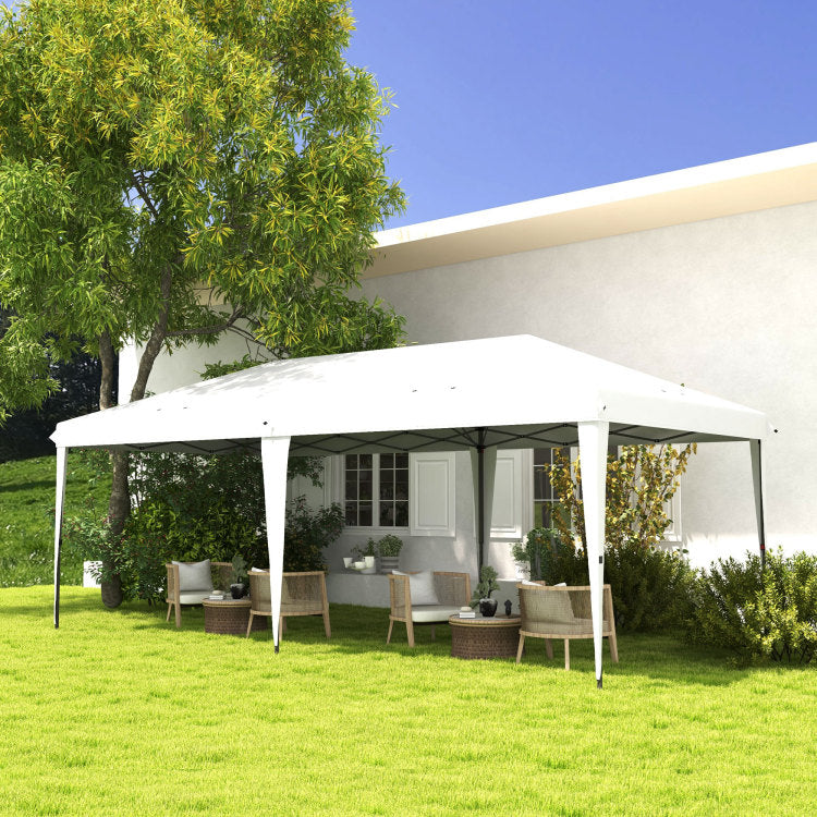 Outsunny 10' X 19.2' Pop Up Canopy Tent, Heavy Duty Tent For Parties, Outdoor Instant Gazebo Sun Shade Shelter With Carry Bag For Catering, Events, Wedding, Backyard Bbq, White