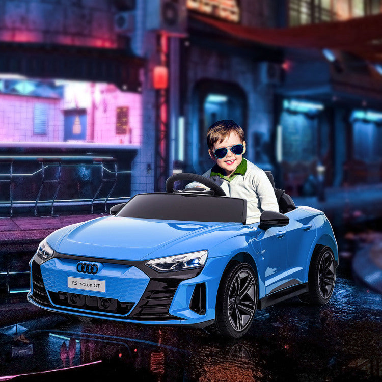 Aosom Kids Ride On Car, 12V Licensed Audi Rs E Tron Gt 3.1 Mph Electric Car For Kids, Ride On Toy For Boys And Girls With Remote Control, 4 Wheels With Suspension, Horn, Music, Lights, Blue