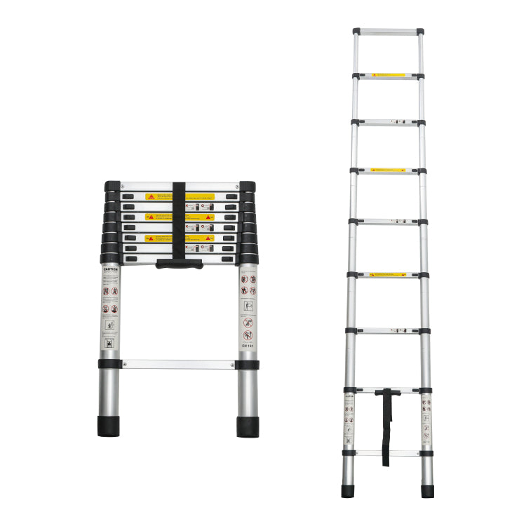 Telescoping Ladder 8.5Ft, Telescopic Extension Ladder, Aluminum Alloy Folding Ladder Portable Multi Purpose For Indoor Outdoor Work, Heavy Duty 300 Lbs Load