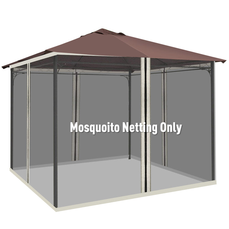 Outsunny 10' X 12' Universal Replacement Mesh Sidewall Netting For Patio Gazebos And Canopy Tents With Zippers, Sidewall Only , Beige