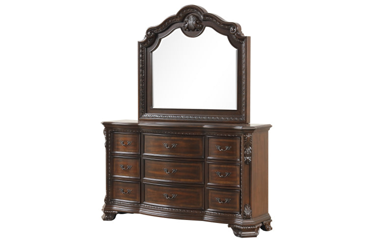 Traditional Style Mirror Made With Wood Frame In Walnut