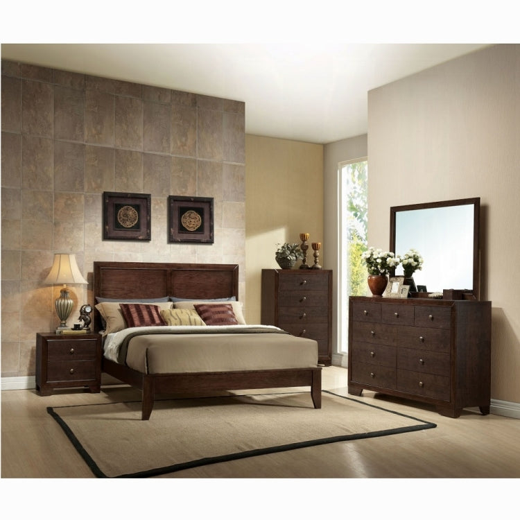 Espresso Finish 2 Drawers Nightstand Wooden Casual Bedroom Furniture 1Pc