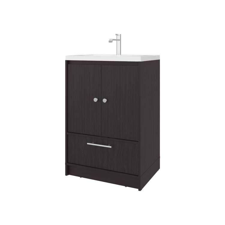 Wengue 2 Door Freestanding Bathroom Vanity With Sink And Bottom Drawer