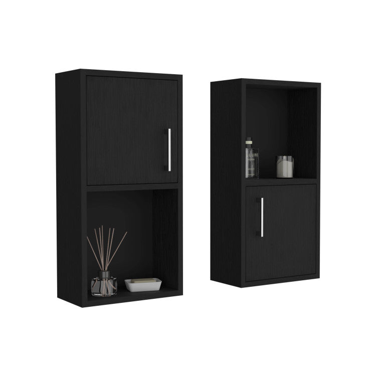 Wall Mounted Bathroom Medicine Cabinet Eak 24" H, Two Doors, Two Shelves,Black