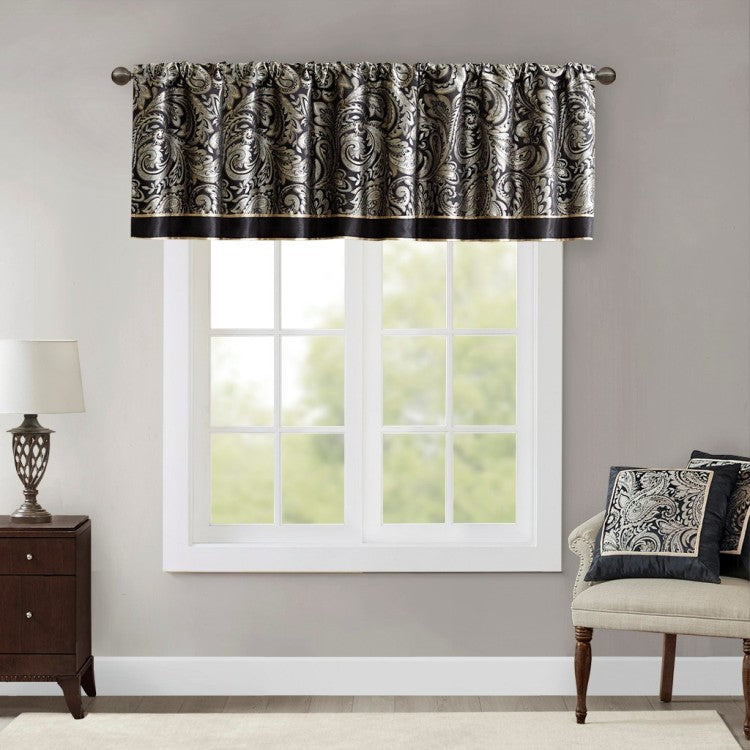 Jacquard Window Valance Black 50X18"