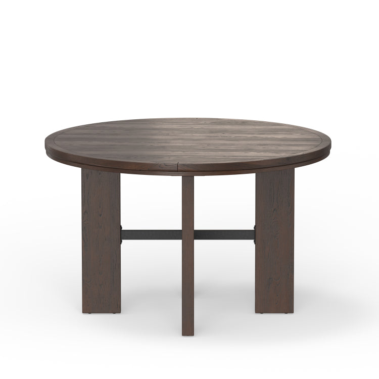 Gorman Dining And Game Table In Walnut Finish With Black Faux Leather Insert