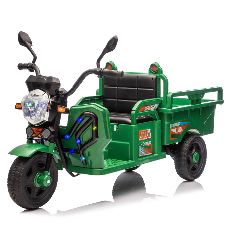 12V Kids Electric 3 Wheel Cargo Truck,2Wd,Anti Slip Wheels,Long Battery Life,Large Storage Space,Extra Wide Seat With Led Lights & Music,Stable Electric Trike For Toddlers,Recommended Age: 3 6