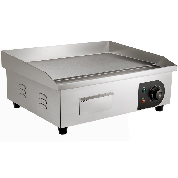 Commercial Electric Griddle, 21", 1600W Countertop Flat Top Grill, Stainless Steel Teppanyaki Grill With Iron Cooking Plate, 122 572 Adjustable Temp Control 2 Shovels & Brushes, 110V