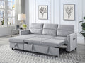 Iride 81.5"W Light Gray Velvet Reversible Sleeper Sectional Sofa With Storage Chaise And Side Pocket