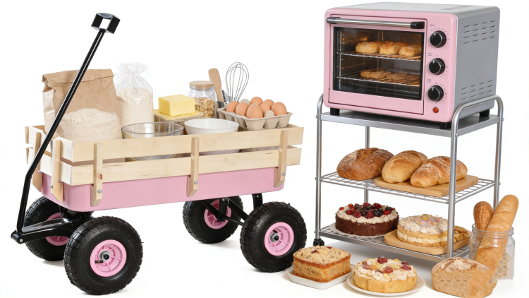 Outdoor Wagon All Terrain Pulling W Wood Railing Air Tires Garden Cart