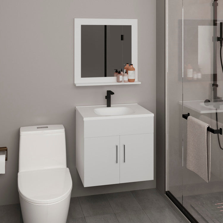 Blake Bathroom Mirror Cabinet With Two Interior Shelves, Wall Mounted Storage White