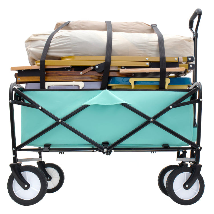 Collapsible Foldable Wagon Cart With Strapping System Beach Wagon Utility Cart Utility Wagon Grocery Cart For For Camping Shopping Sports Gardeing Fishing Supports 360Lbs All Terrain Wheels Green