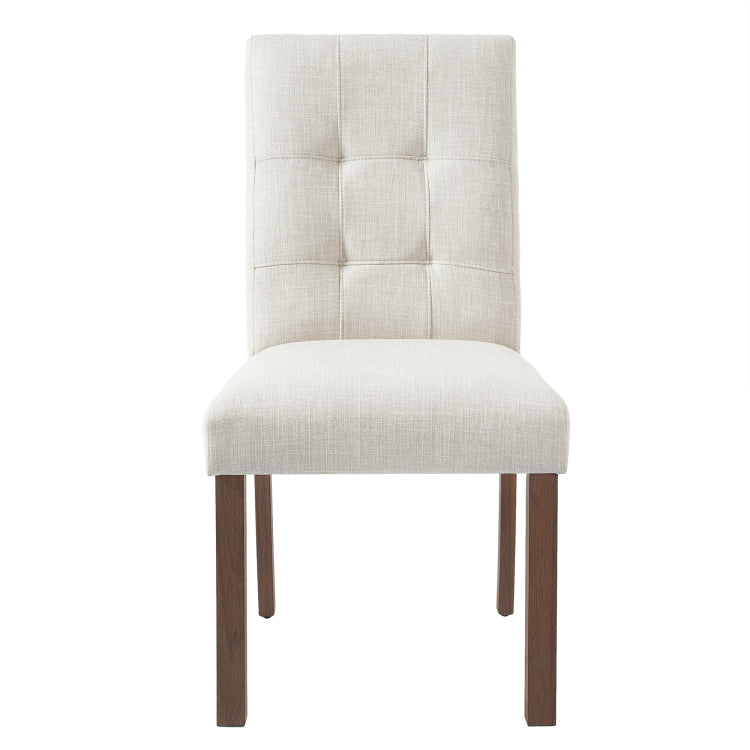 Wooden Dining Chairs Set Of 4, Modern Dining Room Chairs With Back, Fabric Kitchen Side Chairs With Wood Legs, Beige Walnut
