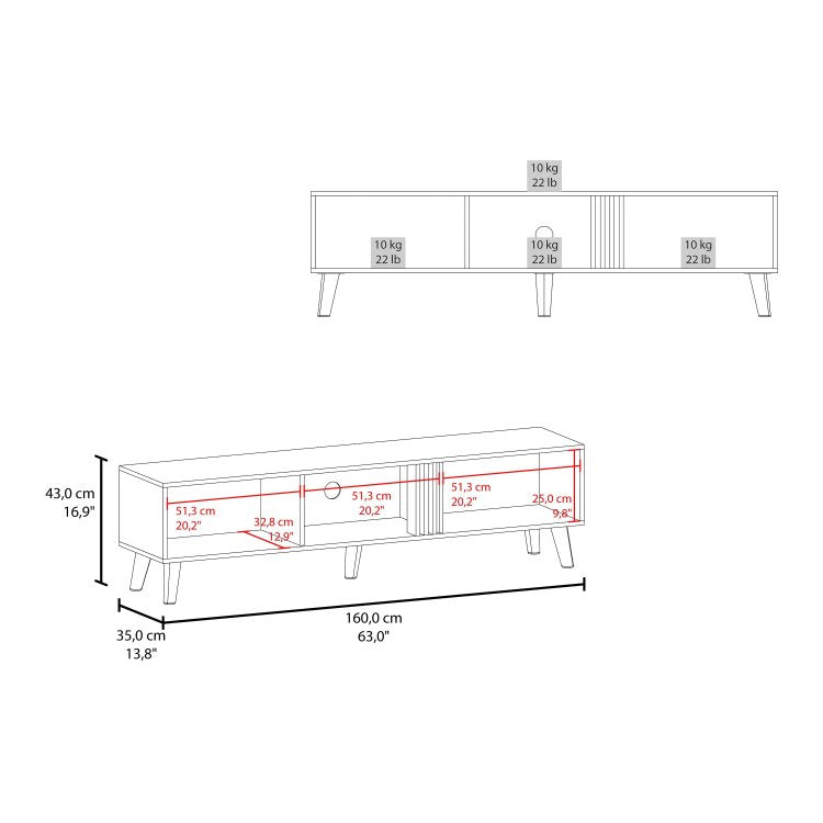 Wengue Tv Stand With 2 Doors And Open Storage