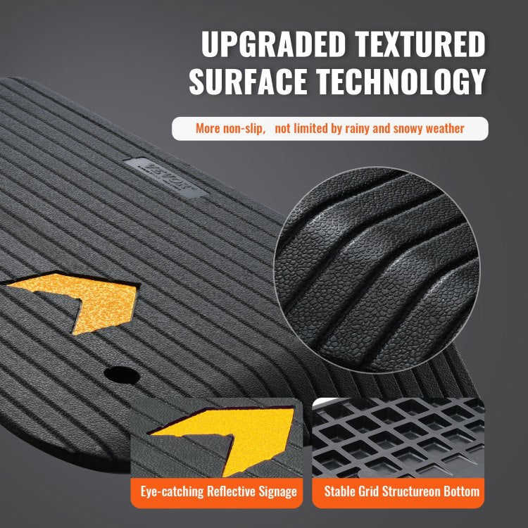 Upgraded Rubber Threshold Ramp, 3.5" Rise Door Ramp With 1 Channel, Natural Rubber Car Ramp With Non Slip Textured Surface, 33069 Lbs Load Capacity Curb Ramp For Wheelchair And Scooter