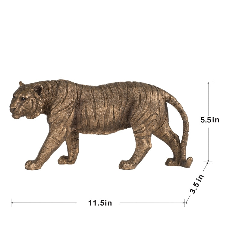 11.5X3.5X5.5" Tiger Statue Decor, Gleaming Coppery Finish