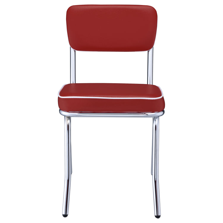 Red And Chrome Upholstered Side Chairs Set Of 2