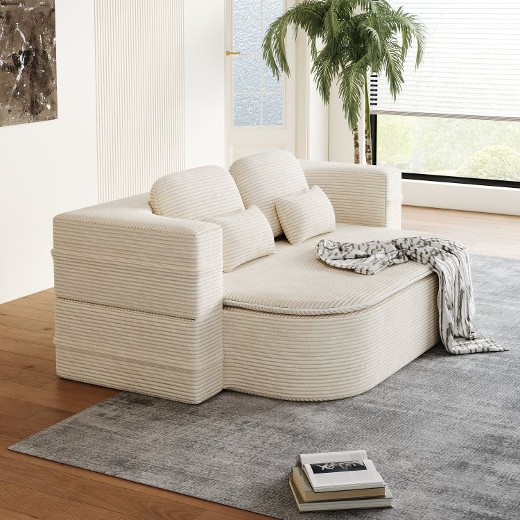 75''2 In 1 Foldable Sofa,Convertible Sleeper Foam Sofa Bed With Multi Functional Blanket, Corduroy Floor Folding Sofa Bed, Floor Sofa Lounge Sofa For Living Room Bedroom Lounge Studio