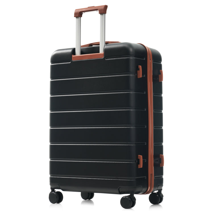 Premium Abs Travel Luggage Set , 3 Piece Tsa Lock Suitcase Ensemble With 20, 24, And 28 Inch Sizes With 360 Spinner Wheels, Black And Brown