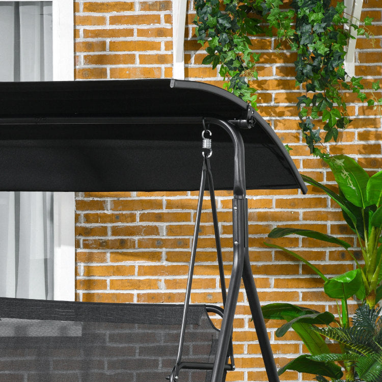 Outsunny 3 Seat Outdoor Patio Swing Chair With Removable Cushion, Steel Frame Stand And Adjustable Tilt Canopy For Patio, Garden, Poolside, Balcony, Backyard, Black 1