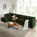 Modular Sectional Sofa For Living Room,U Shaped Couch 4 Seater Convertible Sectional Couch With 1 Ottoman ,Green Chenille