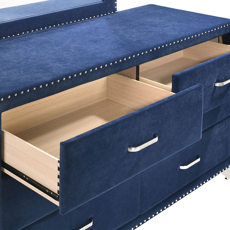 Kennedy Pacific Blue 6 Drawer Upholstered Dresser