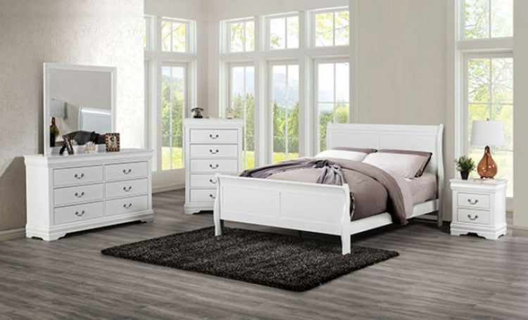 Transitional Style Chest 1Pc Bracket Legs Dust Proof Case Hanging Drawers Pull English Dovetail Drawers White Finish Bedroom Furniture
