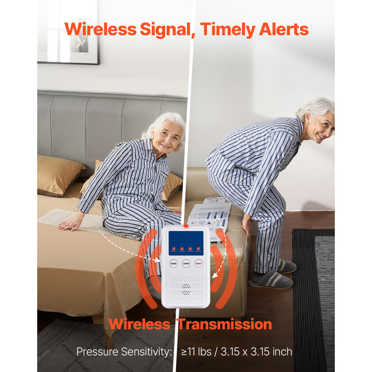 Early Alert Bed Alarm System Wireless Bed And Chair Sensor Pad With Pager