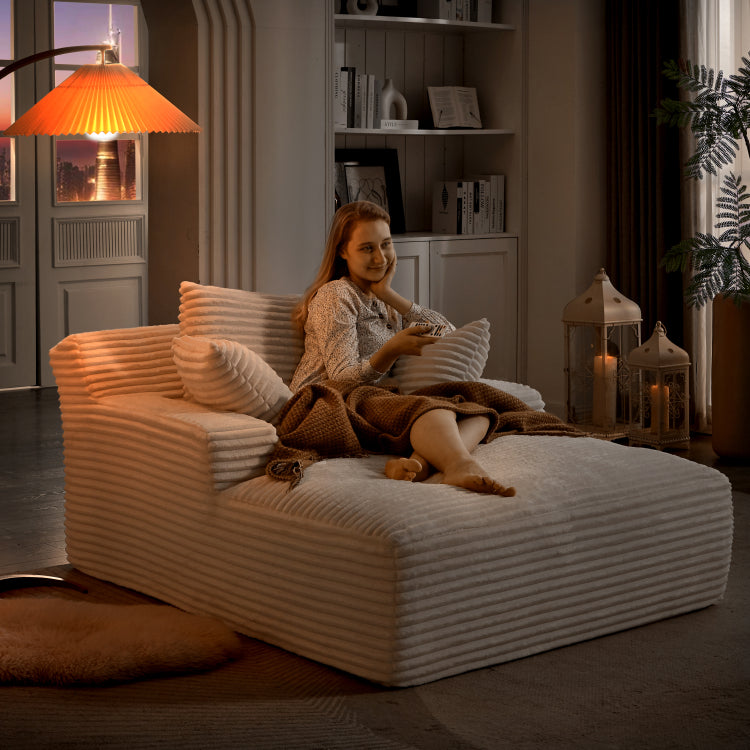 Oversized Chaise Lounge Chair Indoor, Corduroy Upholstered Modern Sofa Couch,No Assembly Required,Comfy Sleeper Sofa For Living Room,Office
