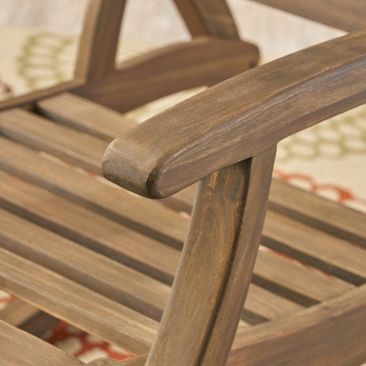 Outdoor Acacia wood Rocking Chair with Retractable grey - wood