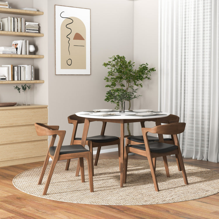Dakota Solid Wood Black Pu Leather Dining Chair Set Of 2