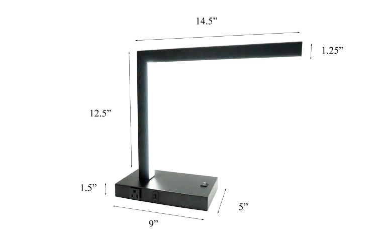 Modern Led Desk Lamp With Usb & Power Outlet