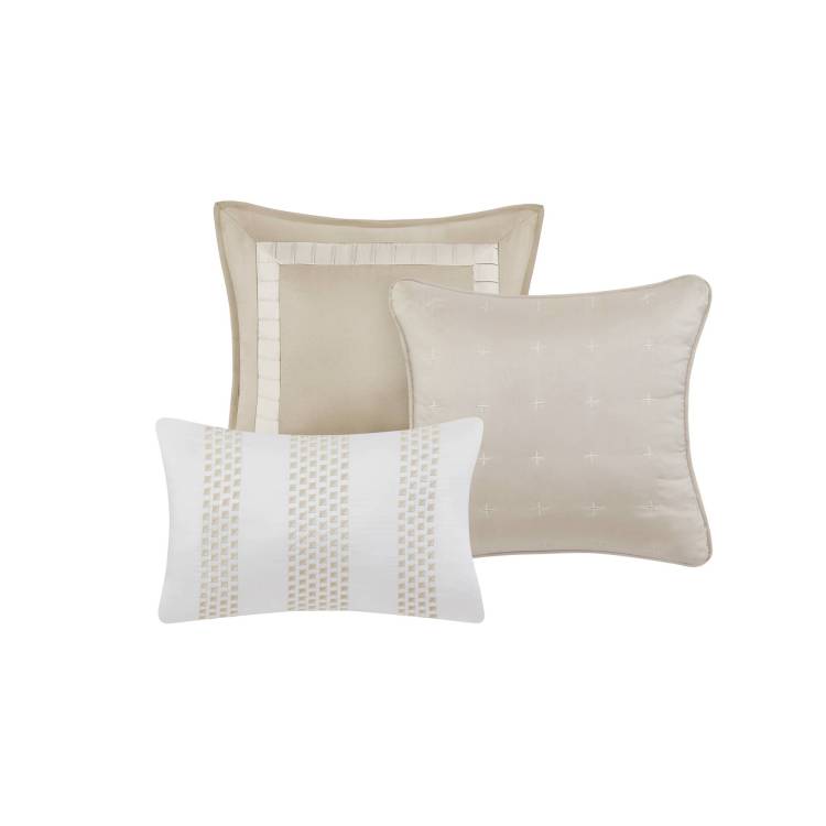 7 Pcs Queen Comforter Set Beige