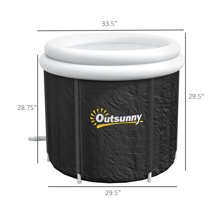 Outsunny Ice Bath Tub, 79 Gallon Outdoor Portable Cold Plunge Tub With Thermo Lid, Cover And Carry Bag For Athletes Recovery And Cold Water Therapy, Black