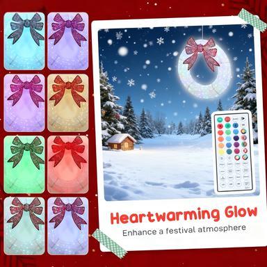 Lighted Wreath Decoration With Dual Color Led, 48 Inch Christmas Wreath With Daily Timer, Remote