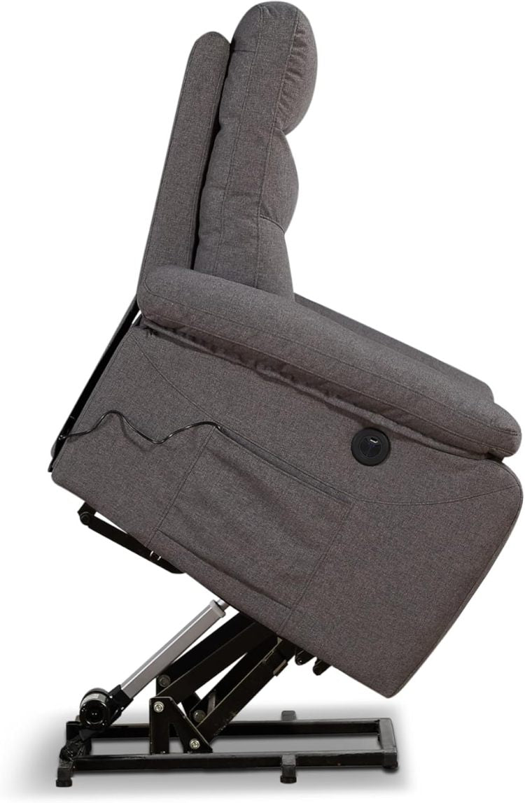 Contemporary Lift Chair Recliner With Grey Fabric Upholstery