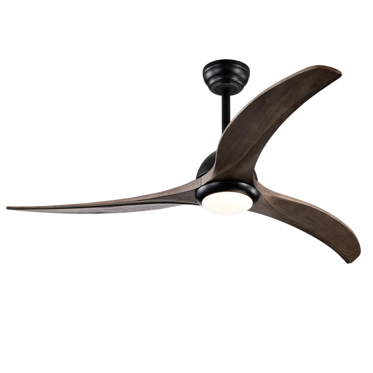 52" Solid Wood Blades , Indoor With Light With Remote Control, Noiseless Reversible Motor, 6 Speed ,3 Color , For Patio Living Room, Bedroom, Office,Indoor. Matte Black