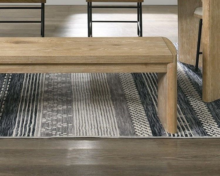 Modern Contemporary Style Upholstery Bench Round Corners Dining Room Oak Finish