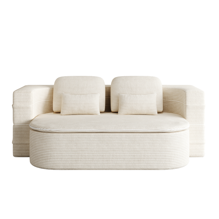 75''2 In 1 Foldable Sofa,Convertible Sleeper Foam Sofa Bed With Multi Functional Blanket, Corduroy Floor Folding Sofa Bed, Floor Sofa Lounge Sofa For Living Room Bedroom Lounge Studio
