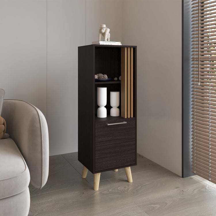 Vance 47" High One Door Cabinet With Two Open Shelves Dark Wengue Light Oak