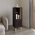 Vance 47" High One Door Cabinet With Two Open Shelves Dark Wengue Light Oak