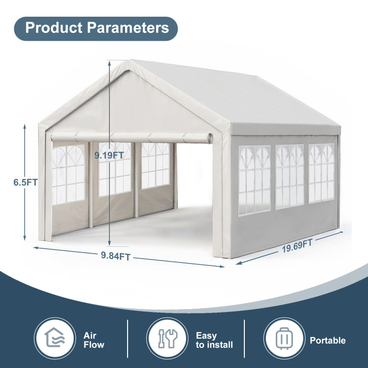 10'X20' Carport Car Canopy Party Tent Outdoor Gazebo With Removable Sidewalls Outdoor Gazebo Commercial Tents For Parties Wedding Bbq