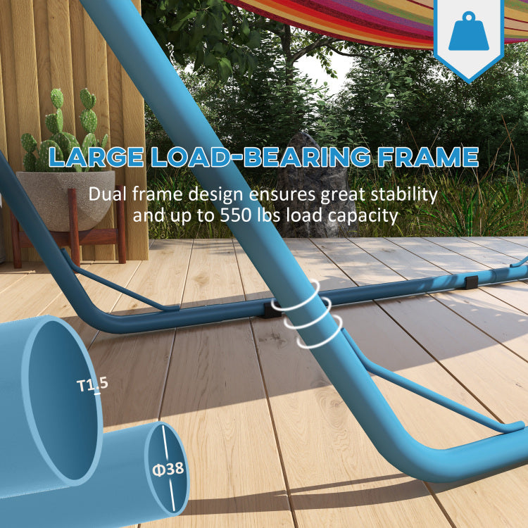 Outsunny Hammock Stand For 2 Person, Portable Adjustable Steel Frame Hammock Stand With Weather Resistant Finish, For 9 14Ft Hammocks, 10.3', 550 Lbs. Capacity, Blue