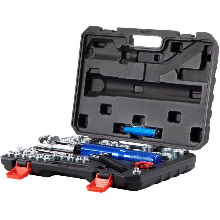 Hydraulic Flaring Tool Kit, 45 Double Flaring Tool, Brake Repair Brake Flaring Tools For 3 16" 1 2", Brake Flare Tool With Tube Cutter And Deburrer, 32 Pcs Tube Flaring Tools For Copper Lines