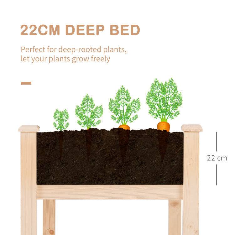 Outsunny Raised Garden Bed With Legs, 48" X 22" X 30", Elevated Wooden Planter Box, Self Draining With Bed Liner For Vegetables, Herbs, And Flowers Backyard, Patio, Balcony Use, Natural