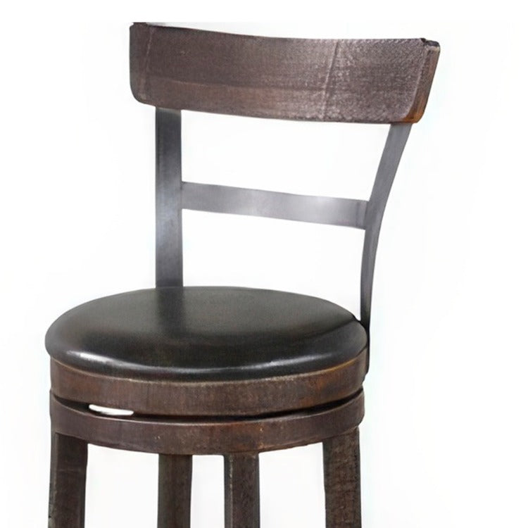 Flint Swivel Counter Stool Chair Set Of 2, Black Faux Leather, Brown