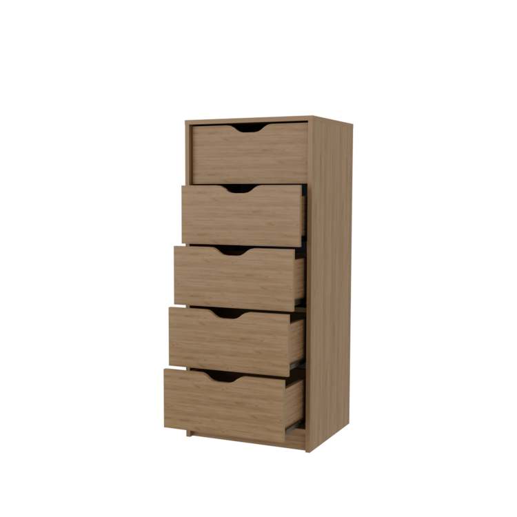 Natural Oak 5 Drawer Dresser For Nurseries And Bedrooms Modern Space Saving Storage