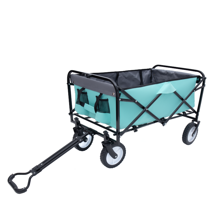 Collapsible Foldable Wagon Cart With Strapping System Beach Wagon Utility Cart Utility Wagon Grocery Cart For For Camping Shopping Sports Gardeing Fishing Supports 360Lbs All Terrain Wheels Green
